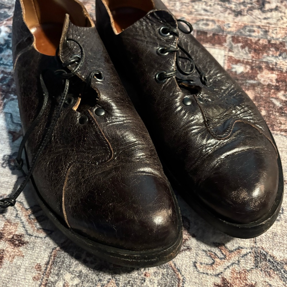 CYDWOQ Genuine Leather Laced Dark Brown Women's Loafers size S Handmade in USA - Picture 5 of 12